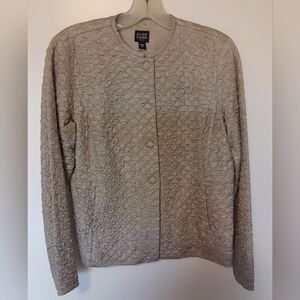 Eileen Fisher Silk Jacket, SilveryTaupe, Size Petite Small